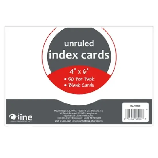 C-Line&reg; Index Cards, 4" x 6", White, Unruled, 50 Per Pack, 10 Packs image {2}