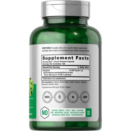 Horbaach  Jiaogulan 8100 mg (Gynostemma Pentaphyllum) | 120 Capsules image {1}