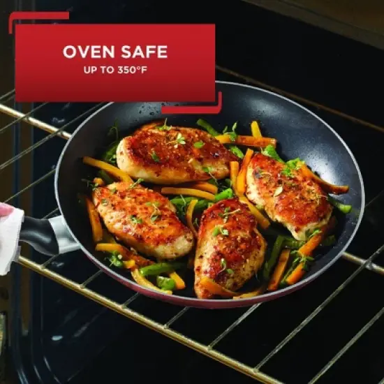 T-fal 18pc Initiatives Nonstick Cookware Set Red: Tempered Glass Lids, Stay-Cool Handles, Dishwasher & Oven Safe image {3}