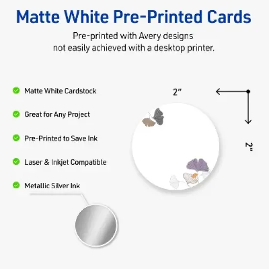 Avery Round Business Cards, Floral Design, 2" Diameter, 120ct image {1}