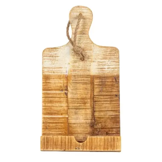 Storied Home Distressed White Dipped Wood Tablet Holder image {6}