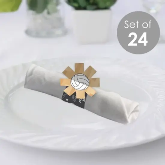 Big Dot of Happiness Bump, Set, Spike - Volleyball - Baby Shower or Birthday Party Paper Napkin Holder - Napkin Rings - Set of 24 image {1}