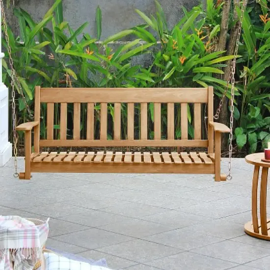 Cambridge Casual Moni Teak Wood Outdoor Porch Swing: Weather-Resistant, 2-Seater with Hanging Hardware image {3}