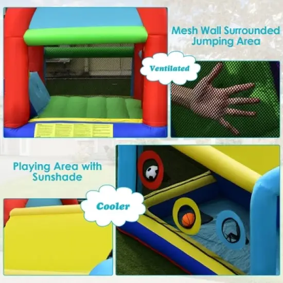 Costway Inflatable Bounce House Kids Bouncy Jumping Castle w/ Dual Slides & 480W Blower image {4}