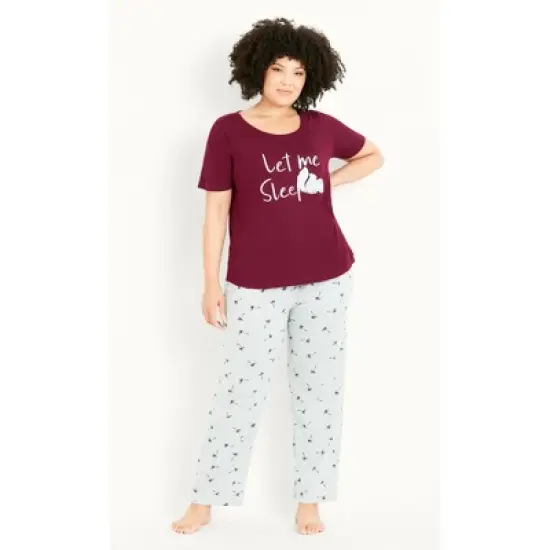 Women's Plus Size Let Me Sleep  Set - Berry | EVANS image {11}