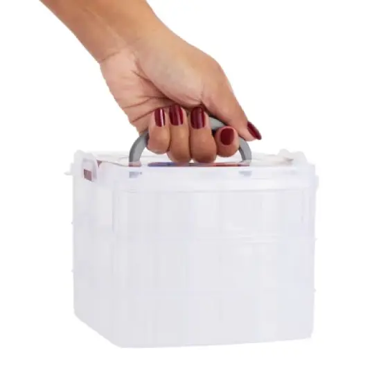 Juvale 3 Tier Stackable Storage Containers with Adjustable Compartments for Beads, Sewing Accessories, Arts and Crafts Supplies (6 x 6 x 5 In) image {7}