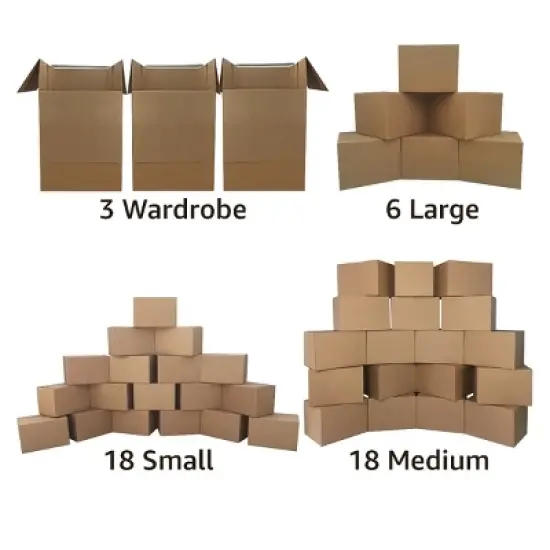 UBMOVE 4 Room Wardrobe Kit with 45 Moving Boxes and Packing Supplies image {2}