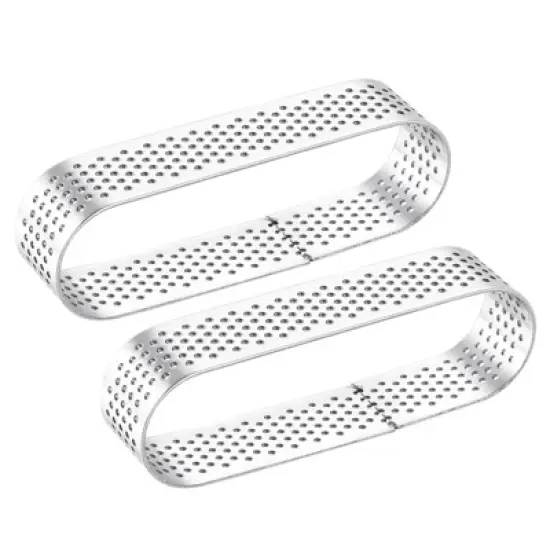 Unique Bargains Heat-Resistant Non Stick Perforated Oval Metal Pastry Rings 2 Pcs image {5}