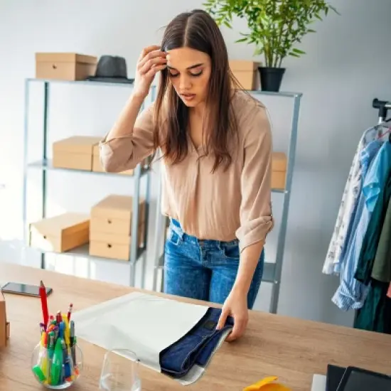 UOFFICE Pack of 50 Poly Mailers Bags 12"x15.5" - #4 White Self-Seal Envelopes image {7}