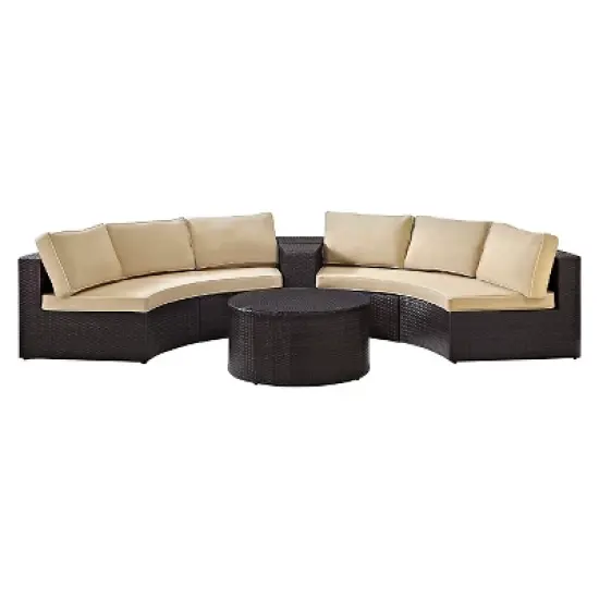 Catalina 4pc Outdoor Wicker Seating Set - Sand - Crosley image {1}