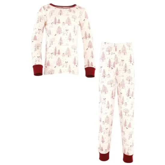 Touched by Nature Baby, Toddler and Kids Unisex Organic Cotton Tight-Fit Pajama Set, Winter Woodland image {3}