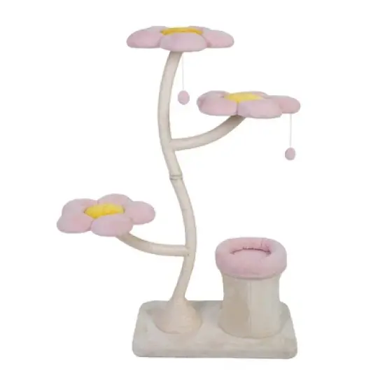 Kumasinova Flower-Shaped Modern Cat Tree,Cat Tower with Scratching Post,Cat Tree Tower with Blooming Platforms Bed,Cat Trees with Dangling Toys image {7}