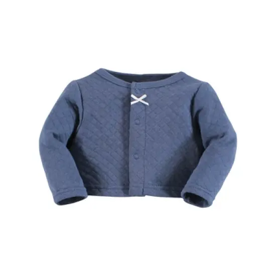 Hudson Baby Infant and Toddler Girl Quilted Cardigan and Dress, Blue Toile image {4}