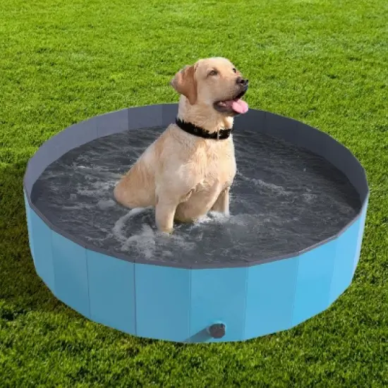 Pet Adobe Foldable Pool for Dogs and Kids, Blue image {5}