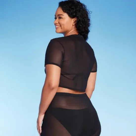 Women's Mesh Drawstring Ruched Cover Up Top - Wild Fable&trade; image {3}