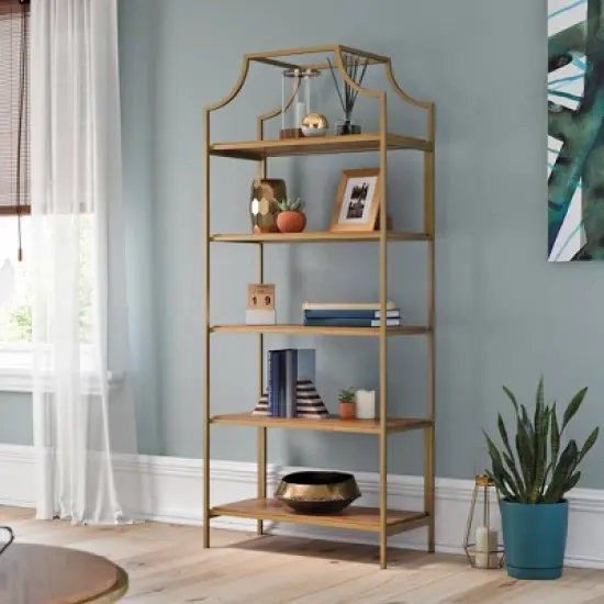 70.88" 5 Shelves International Lux Metal Frame Bookcase Sindoori Mango - Sauder image {1}