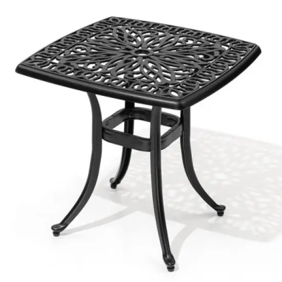 Crestlive Products Patio Cast Aluminum Black Side Table, Outdoor End Table Small Square Coffee Table for Backyard, Pool, Indoor, Easy Maintenance image {12}