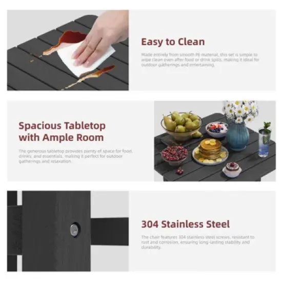 Hyleory 3-Piece HDPE Patio Bar Set with Adirondack Bar Stools - Durable Outdoor Furniture for Stylish Entertaining image {6}