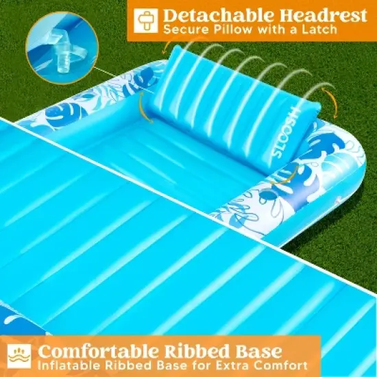 Joyfy Pool Floats Inflatable Pool Tanning Adults Floats Bed Tanning with Pillow Drink Holders Lounge Pool Float Tanning Pool for Adult Pool Party image {5}