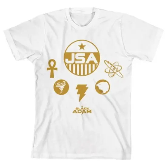Black Adam Movie Character Icons White Graphic Tee Toddler Boy to Youth Boy image {3}
