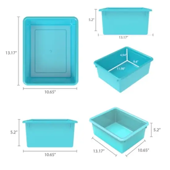 Storex Deep Storage Tray with Lid, Teal image {3}
