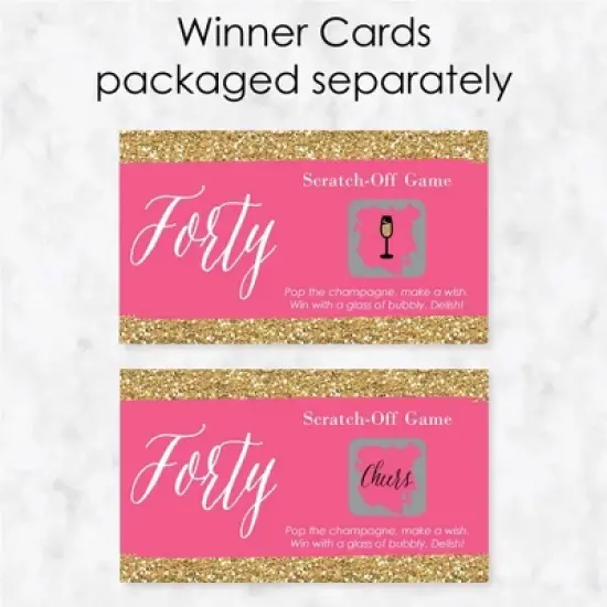 Big Dot of Happiness Chic 40th Birthday - Pink and Gold - Birthday Party Game Scratch Off Cards - 22 Count image {2}