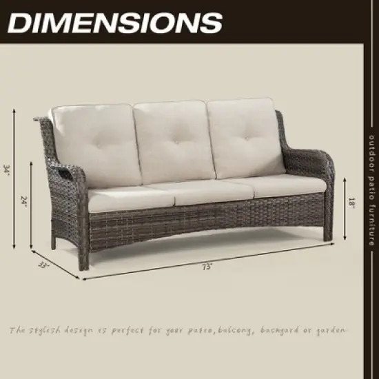 UPTIOT 73'' Wicker Outdoor Patio Sofa image {3}