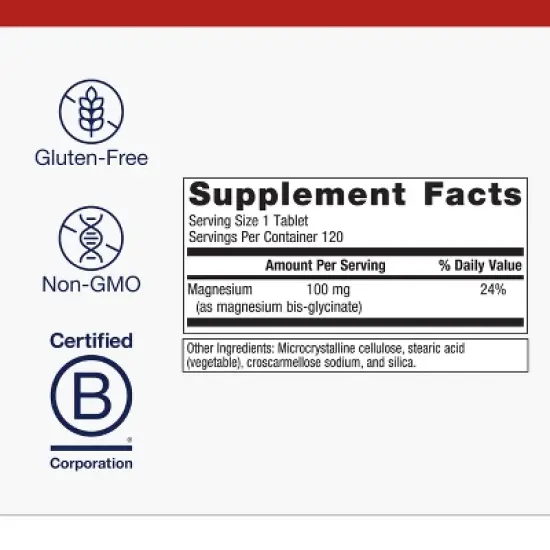 Metagenics Magnesium Glycinate, Highly Absorbable, Sleep, Stress, Muscle, Bone, Heart & Nerve Support, Gluten-Free, Non-GMO, Vegetarian, 120 Tablets image {1}