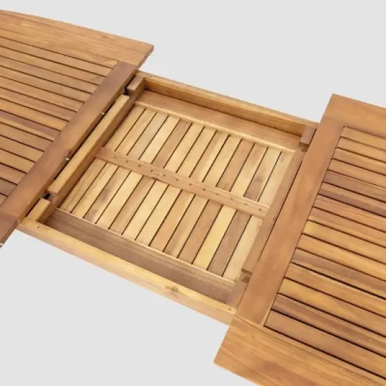 Stamford Rectangle Acacia Wood Expandable Dining Table - Teak - Christopher Knight Home: Weather-Resistant, Seats up to 12 image {1}