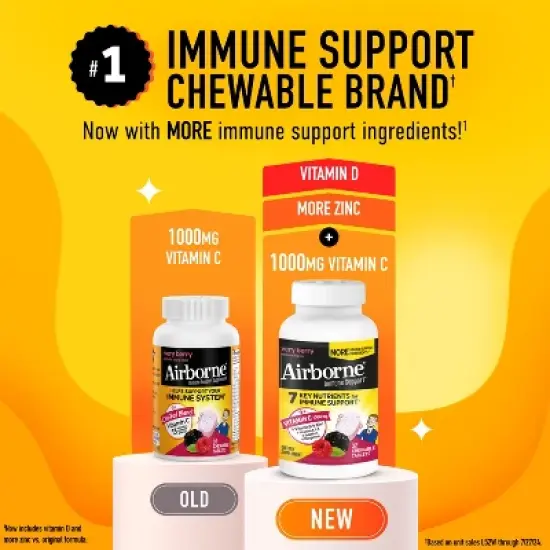 Airborne Immune Support Chewable Tablets with Vitamin C & Zinc - Berry - 32ct image {7}