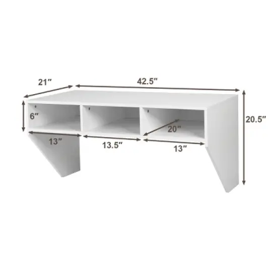 Wall Mounted Floating Computer Table Desk Home Office Furni Storage Shelf White image {1}