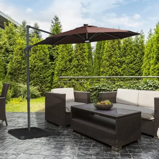 Outsunny 4 Pieces Square Patio Umbrella Base Stand, Outdoor Cantilever Offset Umbrella Weights, 198lb Capacity Water or 286lb Capacity Sand, Black image {2}