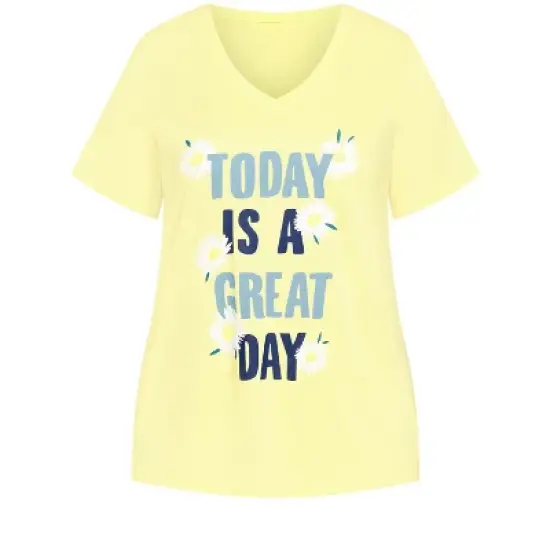 Women's Plus Size Short Sleeve Great Day Sleep Top - yellow | AVENUE image {4}