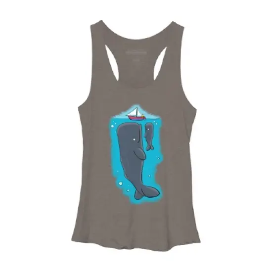 Women's Design By Humans Cute whales and sailing boat cartoon illustration By thefrogfactory Racerback Tank Top image {5}