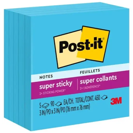 Post-it Super Sticky Notes 3" x 3" Electric Blue 90 Sheets/Pad 258340 image {9}
