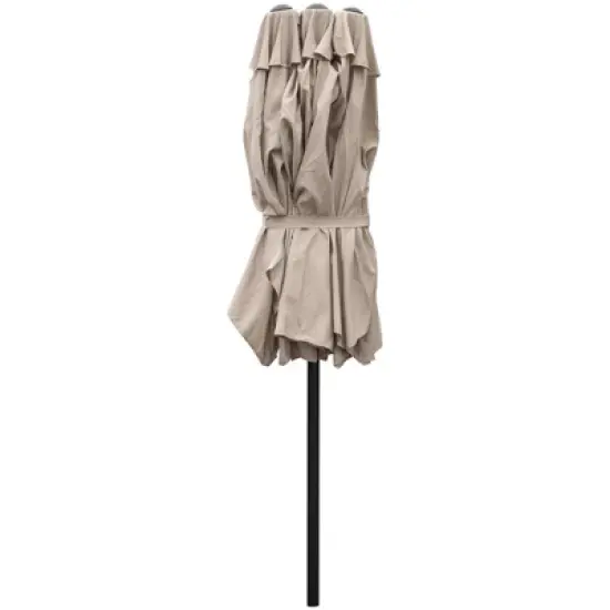 Northlight 15' Outdoor Patio Market Umbrella with Hand Crank, Beige image {3}