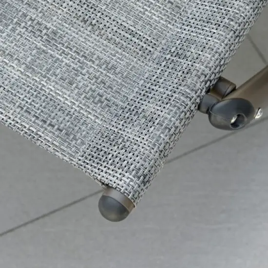 Outsunny Outdoor Double Chaise Rocking Chair, Day Bed Sun Lounger with Canopy Shade, Headrest Pillow, Armrests for Garden, Poolside, Light Gray image {4}