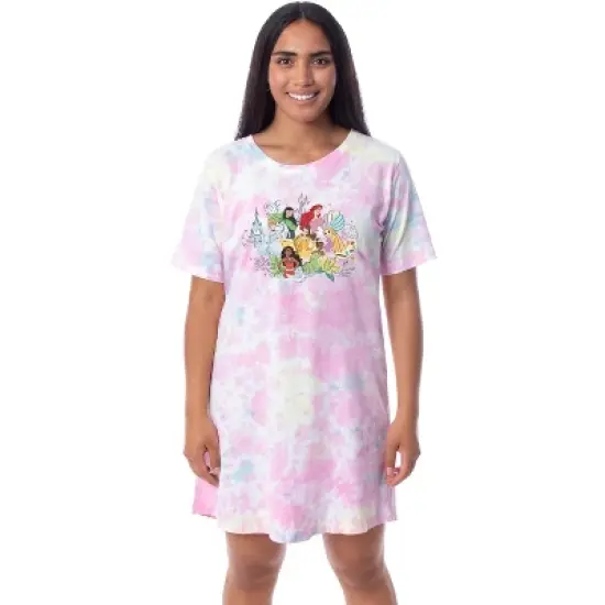 Disney Womens' Princesses Characters Nightgown Sleep Pajama Shirt Multicolored image {3}