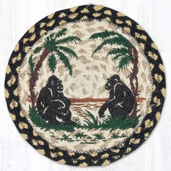 Earth Rugs Gorilla Silhouettes Printed Round Jute Trivet &ndash; 10" Wildlife-Inspired Heat-Resistant Eco-Friendly Braided Table Accent image {3}