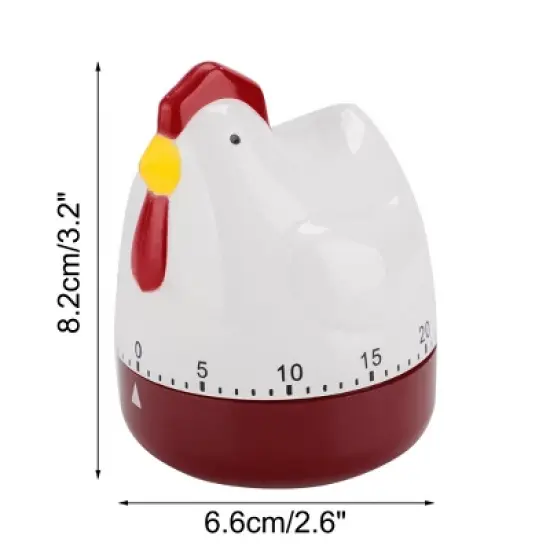 Unique Bargains Home Kitchen Cooking Chicken Shaped Mechanical Alarm Timer White Red image {1}