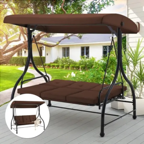 Anybear Brown Outdoor Reclining Swing image {2}