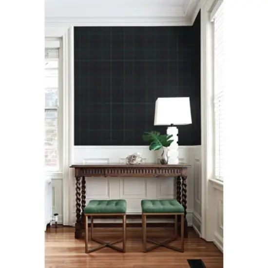 NextWall Dark Blue and Evergreen Tailor Plaid Premium Peel and Stick Wallpaper image {3}