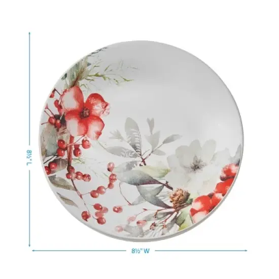 Split P First Snow Floral Red Salad Plate Set Of 4 image {3}