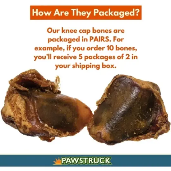 Pawstruck Natural Knee Cap Bones for Dogs - Long Lasting Meaty Chews Made in USA - Single Ingredient & No Artificial Flavors image {2}