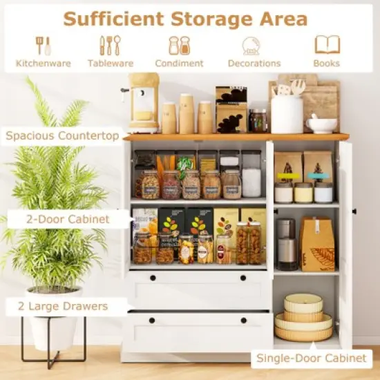 Tangkula Sideboard Buffet Cabinet Kitchen Pantry Hutch Storage Cabinet Farmhouse Credenza image {6}