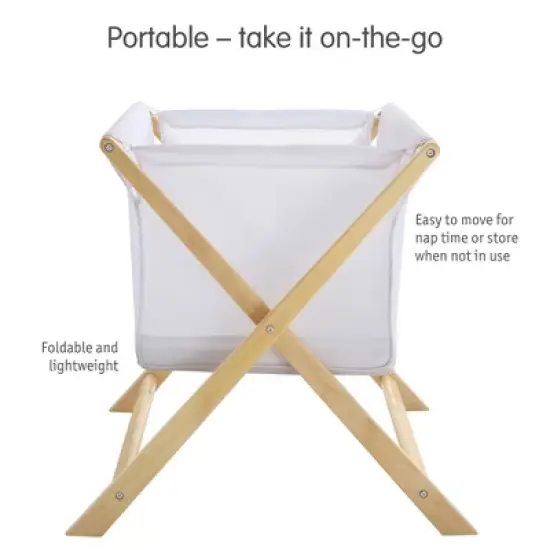 BreathableBaby Breathable Mesh Portable Sleeper, Beech & White, From Bedside to Travel image {4}