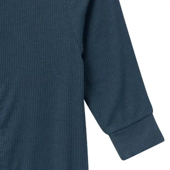 Modern Moments by Gerber Baby Boys' 2-Pack Long Sleeve Footless Rompers, Blue image {4}