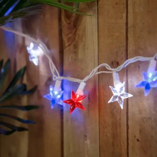 Northlight LED Patriotic Stars String Light Set - 7.25ft - White Wire - 10ct image {3}