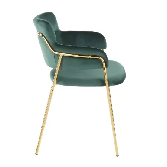 Set of 2 Napoli Contemporary Chairs Gold/Emerald Green Velvet - LumiSource: Chrome-Plated, Metal Legs, Floor Protectors image {2}