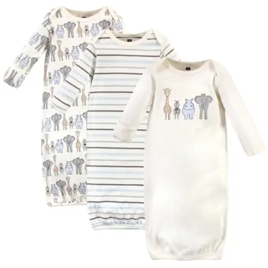 Hudson Baby Infant Boy Cotton Long-Sleeve Gowns 3pk, Royal Safari image {4}
